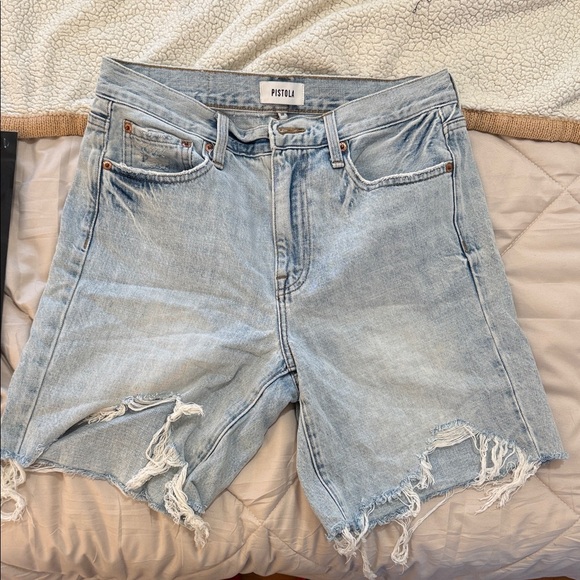 pistola Pants - Pistola Distressed Light Blue Jean Shorts